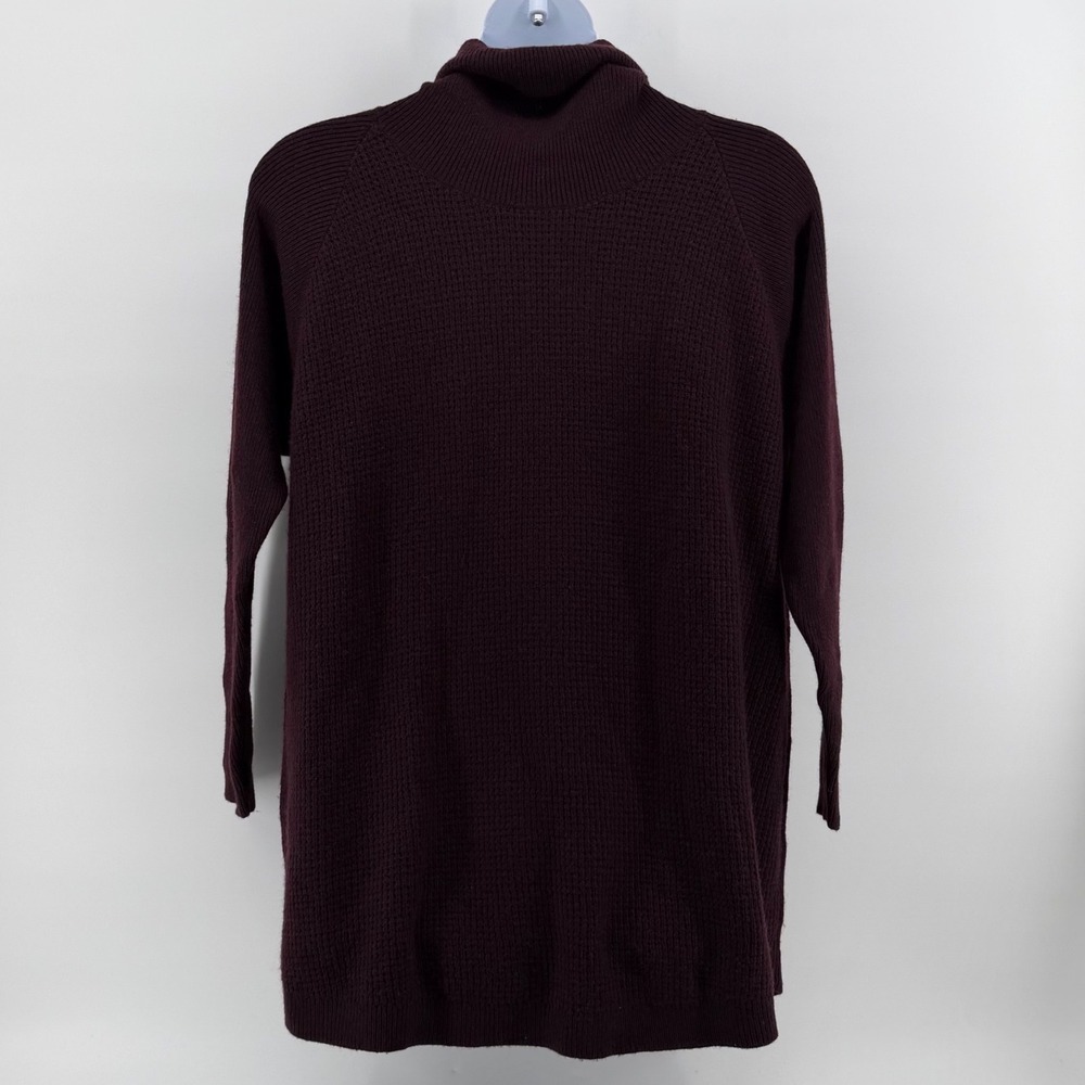 Woolrich Wool Turtleneck Tunic Sweater Women XXL Burgundy Long Sleeve Raglan - Picture 2 of 12